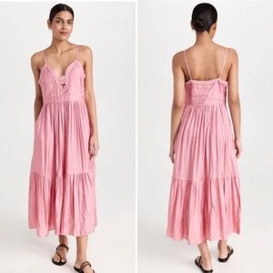 Sea New York Pink Tiered Midi Dress